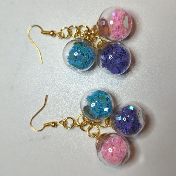 Hand Crafted Jewelry - New Handmade Glitter Globe Cluster Earrings